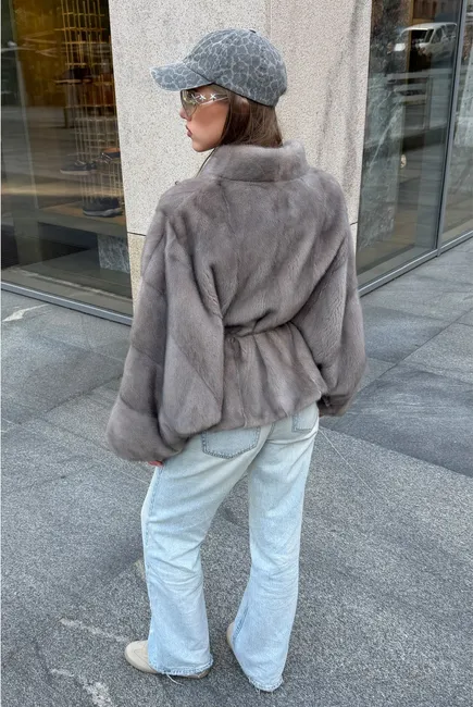 Natural Silver Blue mink fur coat