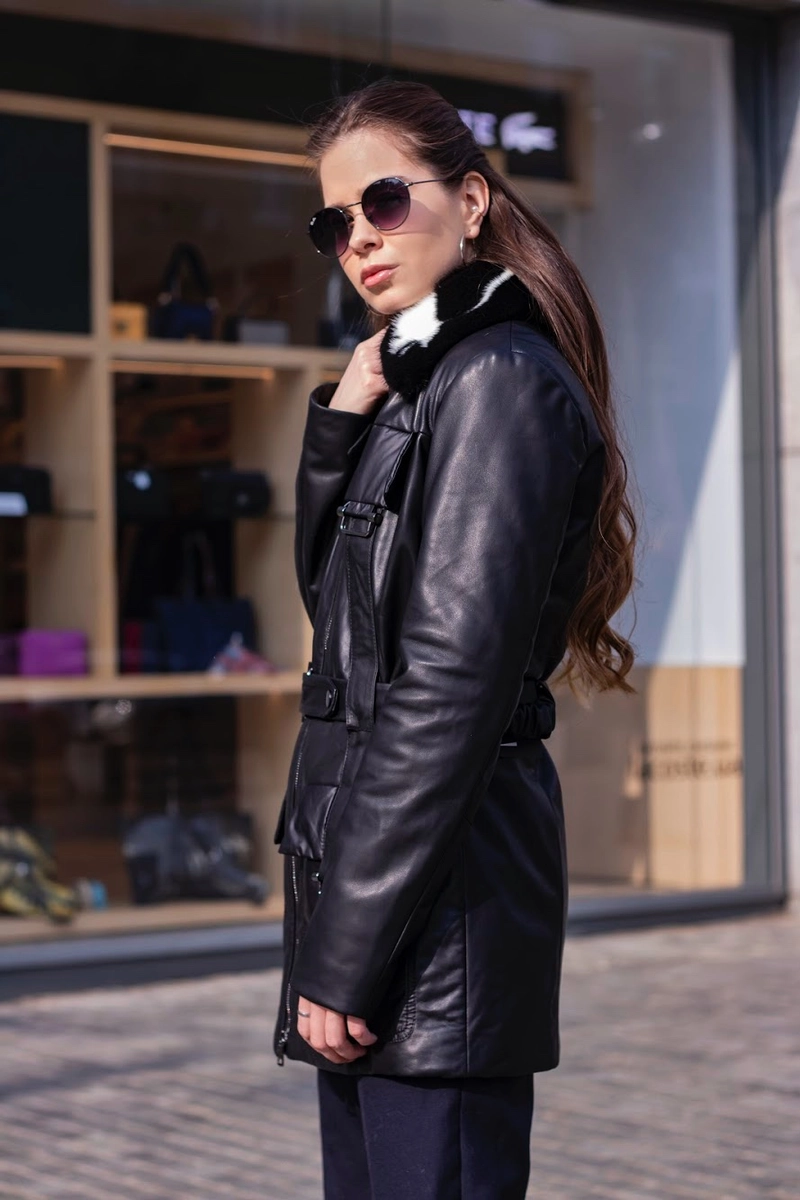ジャケット・アウター ESMOK fur pocket leather blouson Leather jacket with mink fur buy Dnipro, Ukraine - PORTO