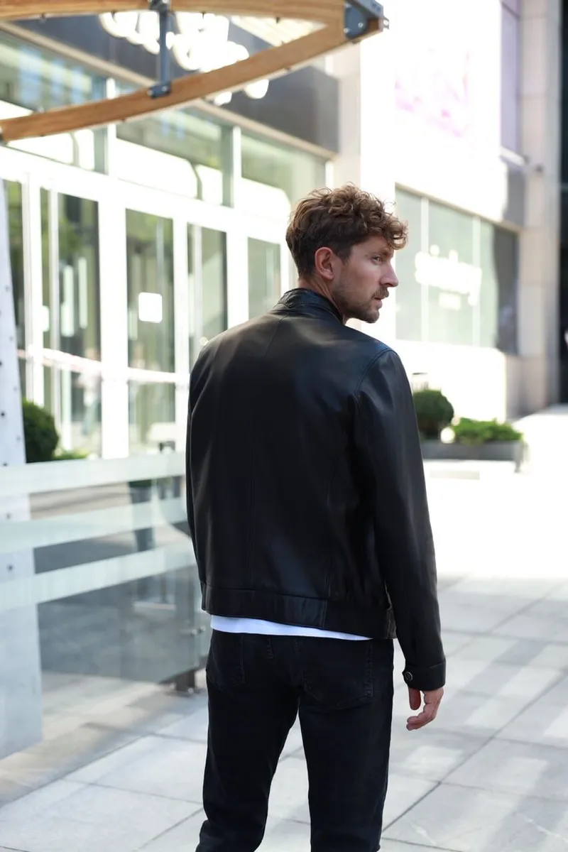 Bomber jacket made of premium quality genuine smooth leather