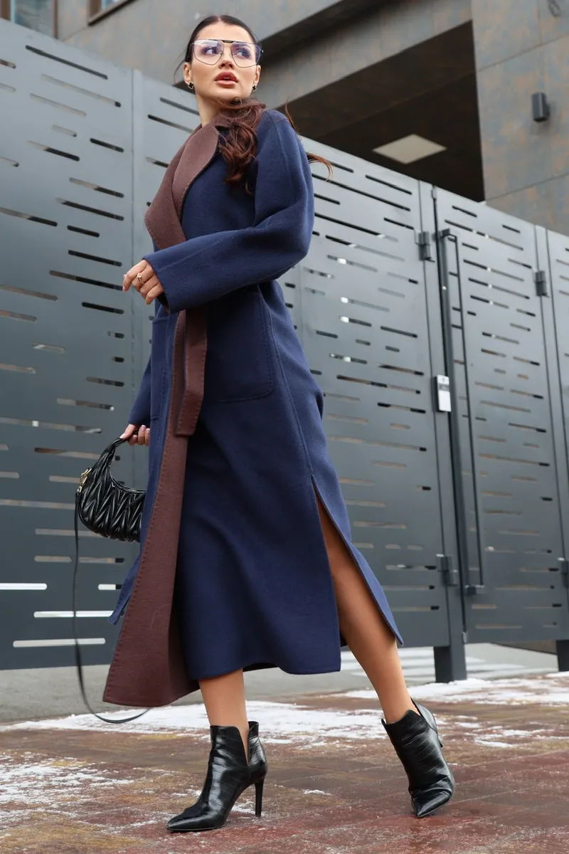 Reversible cashmere and wool coat