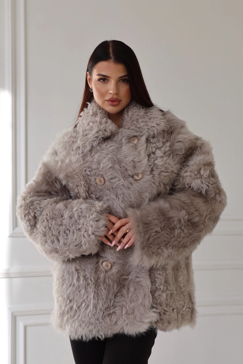 Reversible Tigrado Sheepskin Coat in Grey