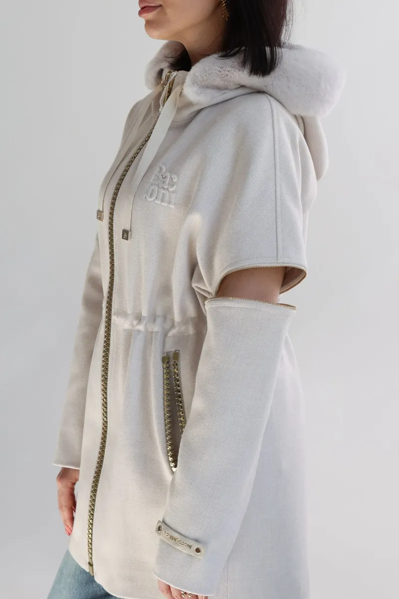 Cashmere coat with hood