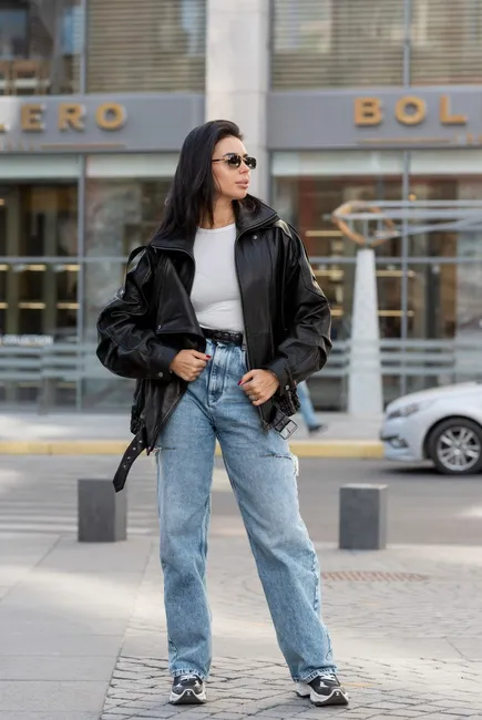 Куртка oversize із фактурної шкіри 