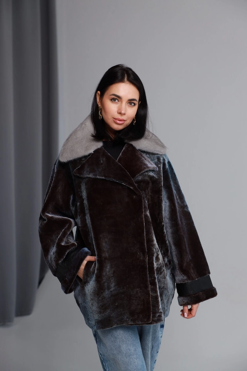 Sheepskin coat in Northern Lights color