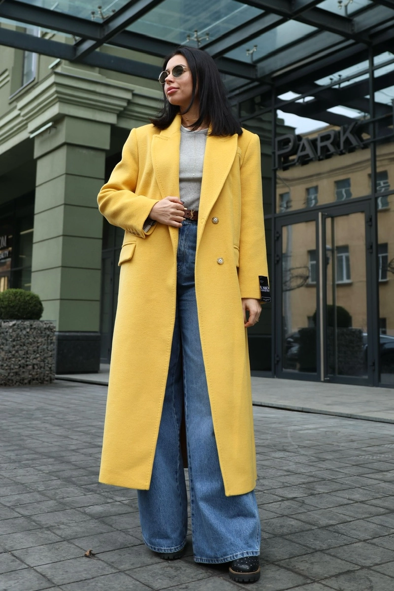 Straight cut coat in maxi length