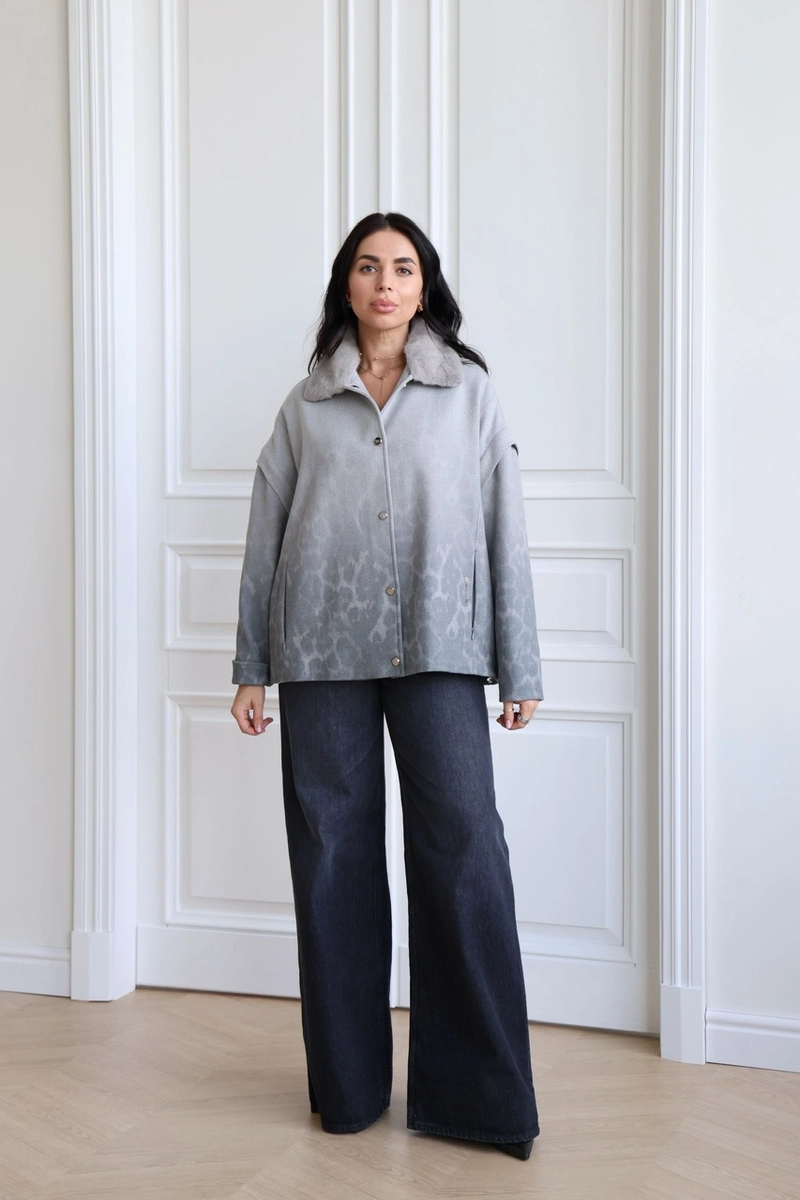 Grey convertible coat crafted from Italian fabric