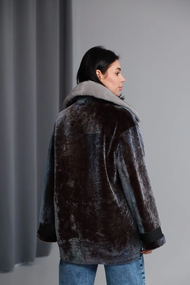 Sheepskin coat in Northern Lights color