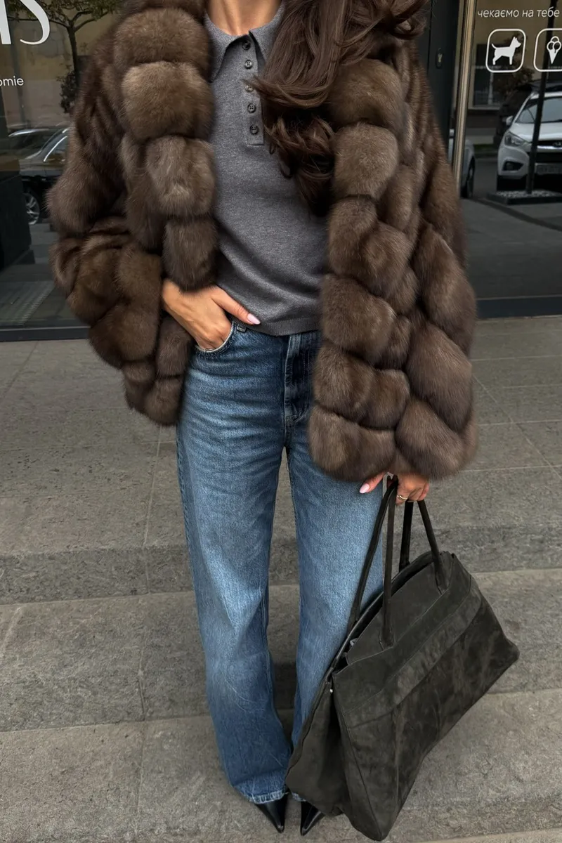 Italian auction sable fur coat in Platinum color