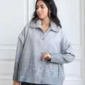 Grey convertible coat crafted from Italian fabric