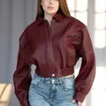 Бомбер у стилі vintage із гладкої шкіри 