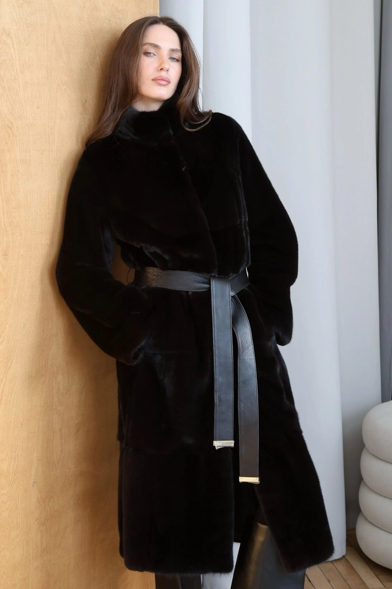A BlackGlama mink robe coat