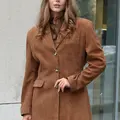 Fitted suede cardigan
