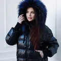 Черная куртка с синем мехом лисы 