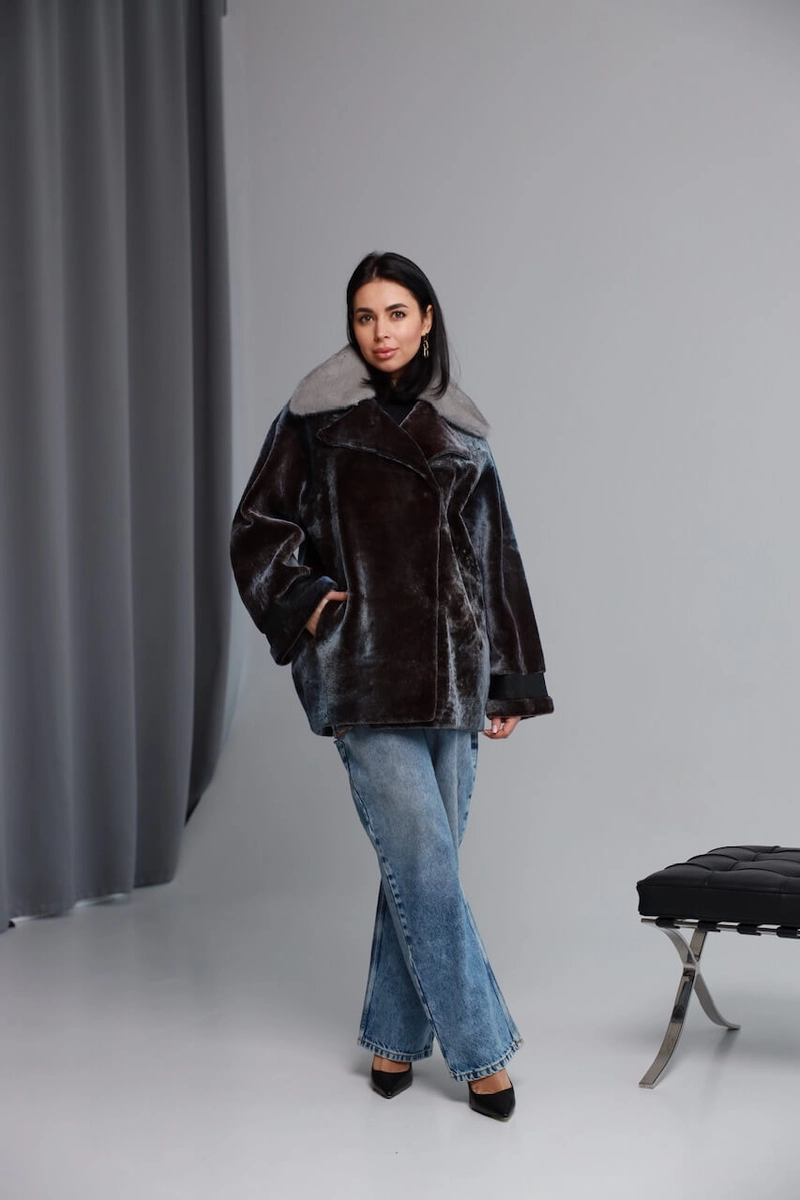 Sheepskin coat in Northern Lights color