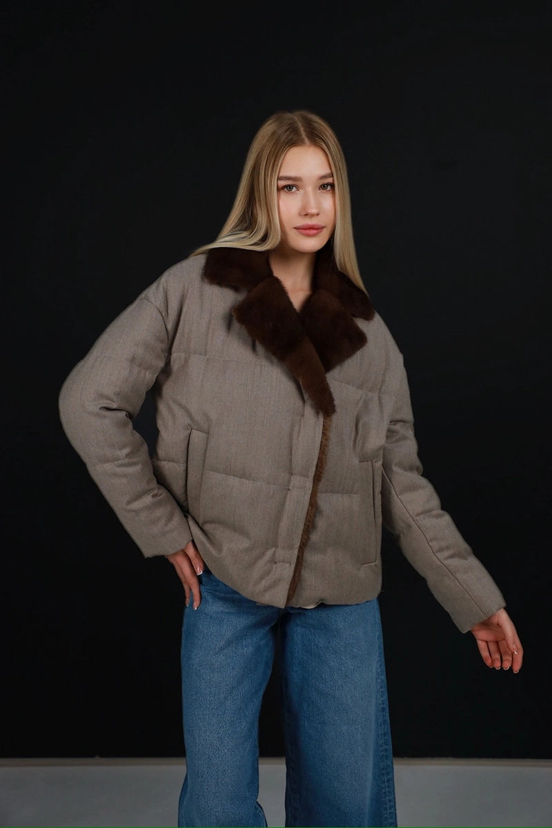 Пуховик из кашемира Loro Piana с мехом норки 
