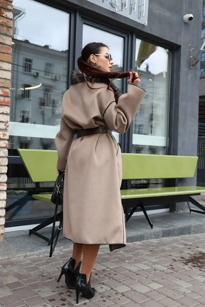 Exclusive reversible coat with silver fox fur