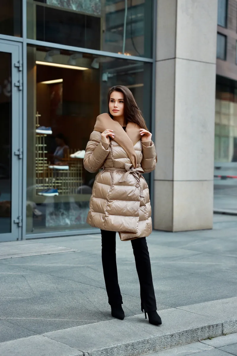 Down jacket with cashmere