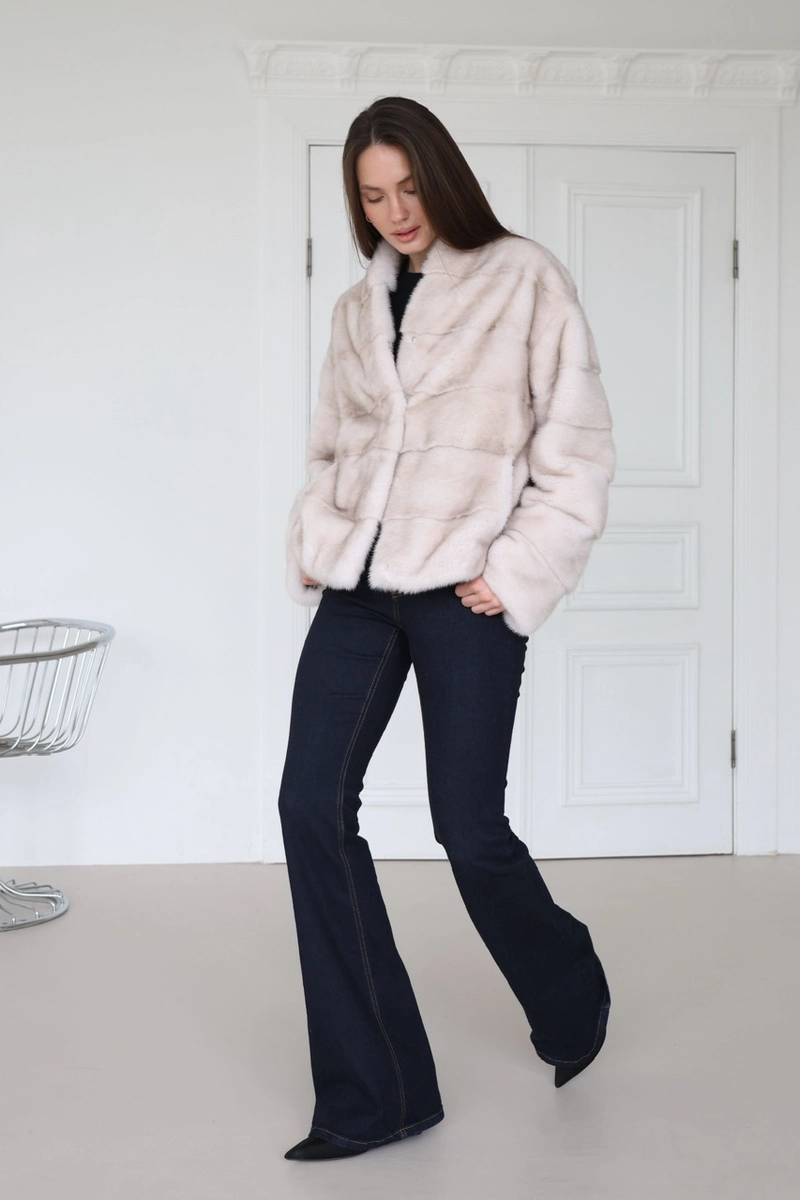 Scandinavian mink fur coat in the “Warm Ice” shade