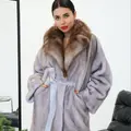 Шуба норковая в цвете ice с мехом куницы 