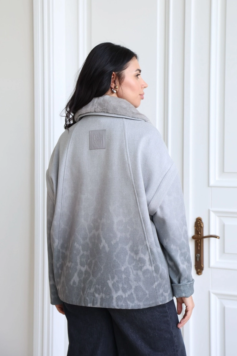 Grey convertible coat crafted from Italian fabric