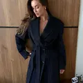 Blue wool striped coat