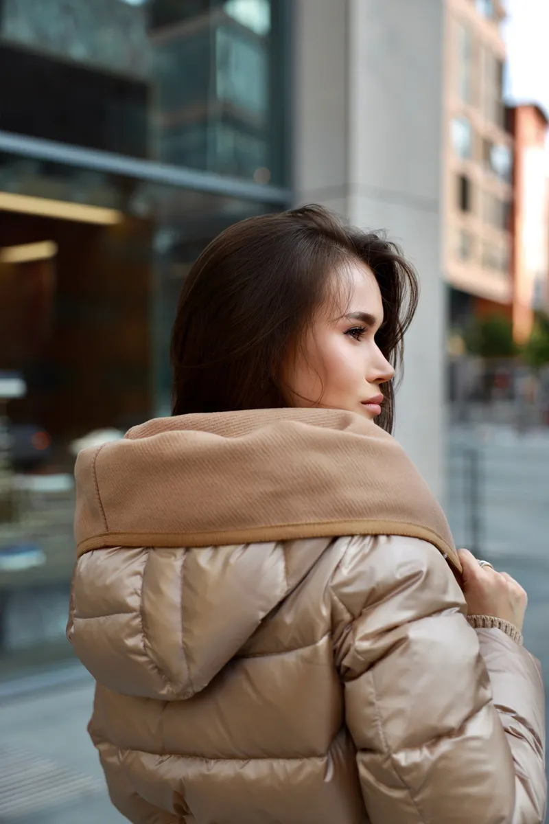 Down jacket with cashmere