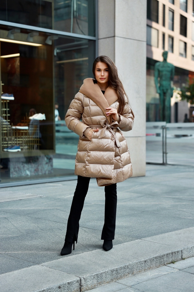 Down jacket with cashmere