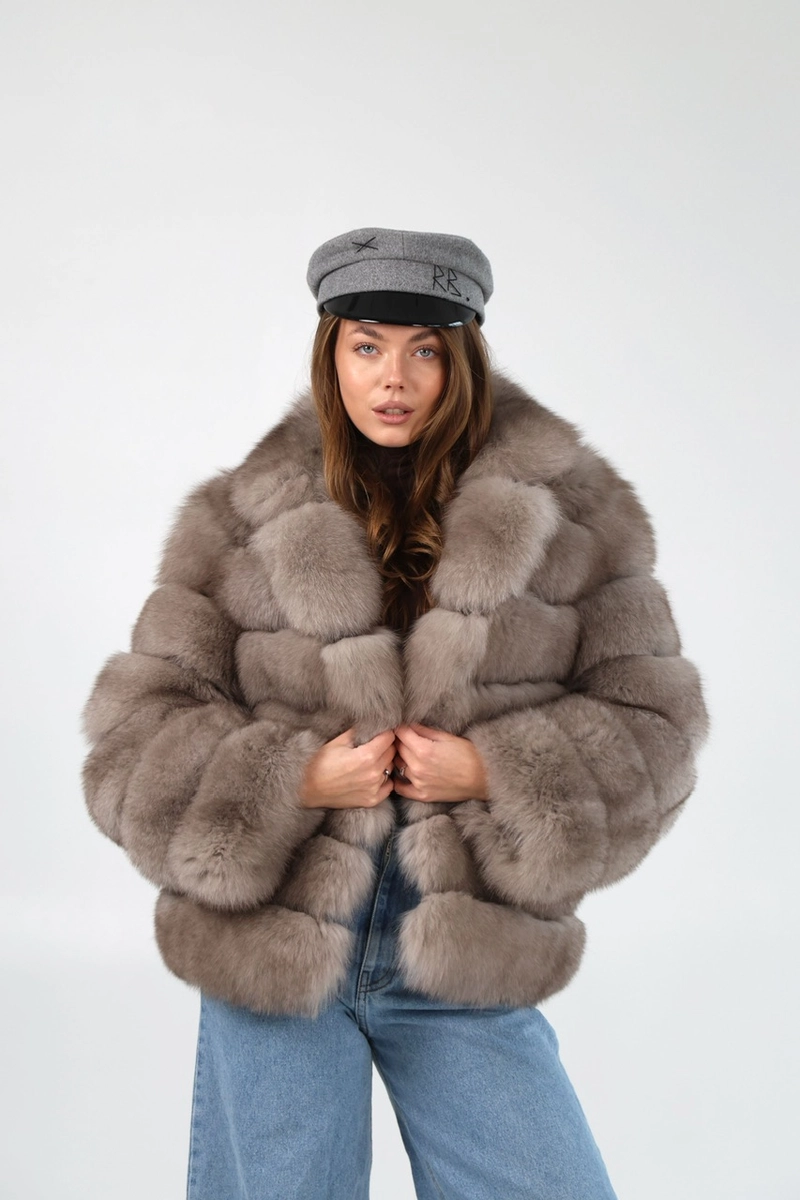 Cropped fox fur coat