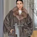 Mink kimono with marten fur on the collar