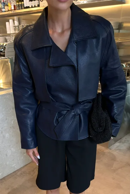 Leather jacket in a deep, on-trend shade