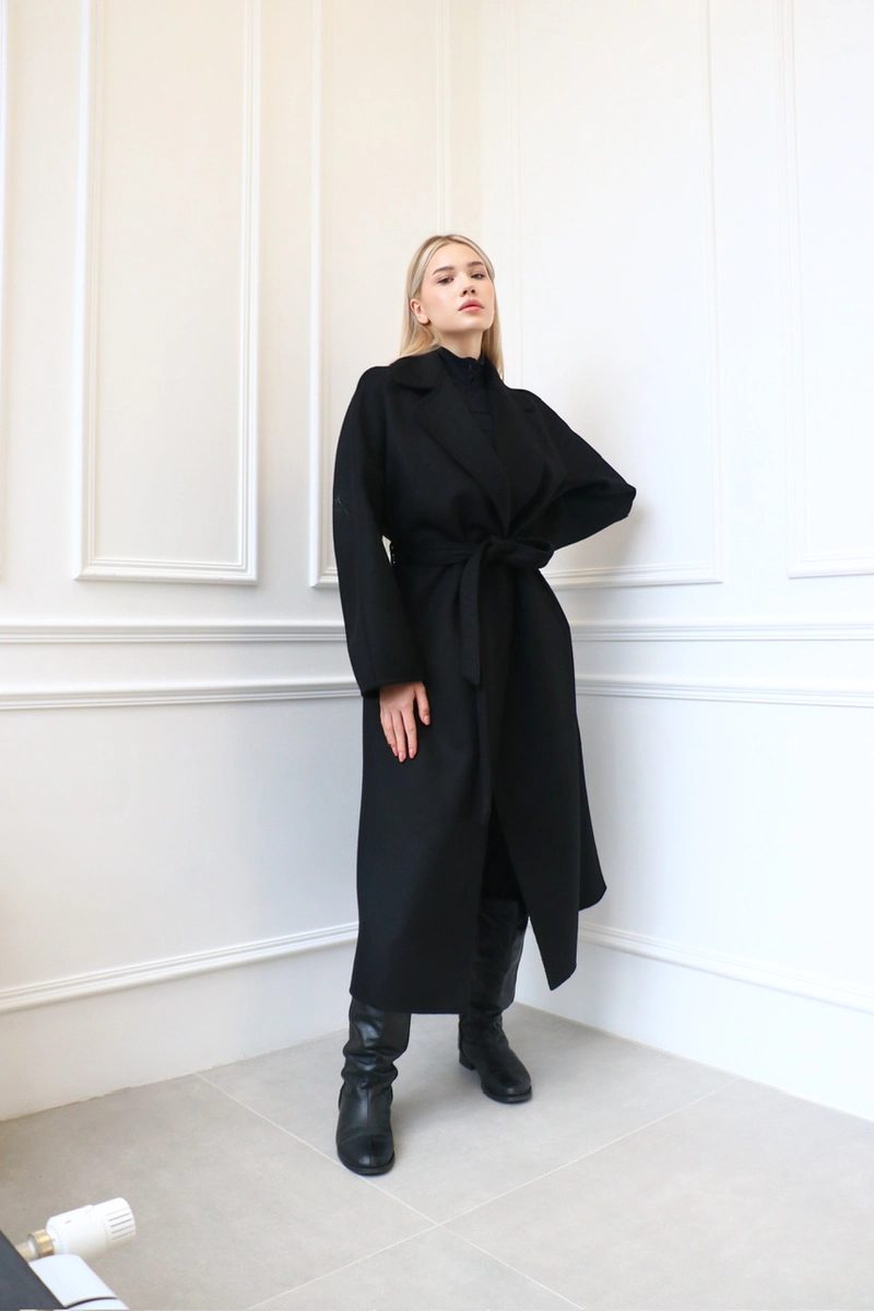 Пальто из шерсти альпаки maxi длины 