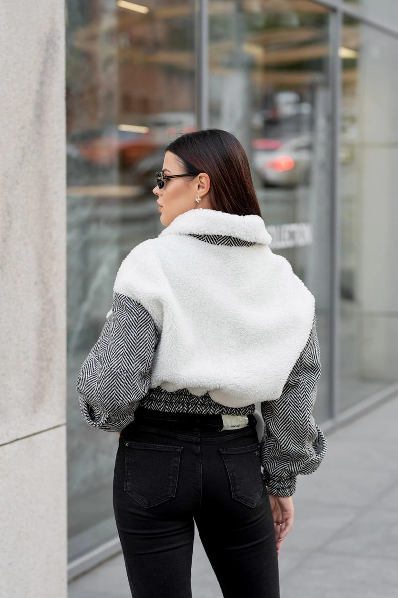 Cropped bomber jacket with patch pockets