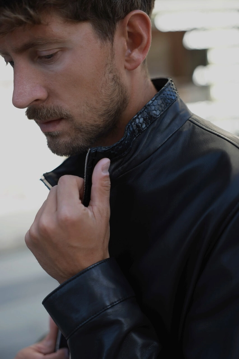Bomber jacket made of premium quality genuine smooth leather