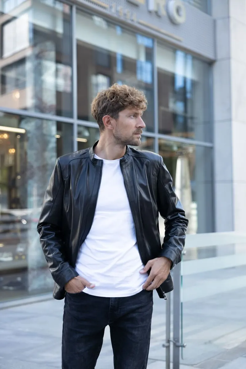 Classic smooth leather jacket