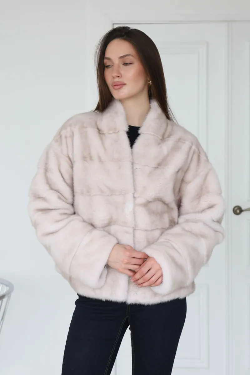 Scandinavian mink fur coat in the “Warm Ice” shade