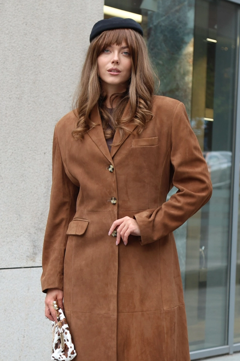 Fitted suede cardigan
