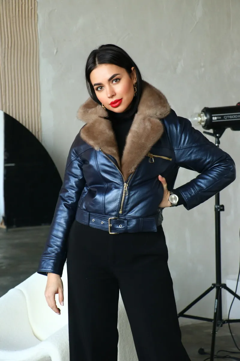 Demi-season jacket in blue color
