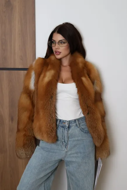 Auction-grade RED FOX fur coat