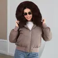 Укороченный пуховик с капюшон  