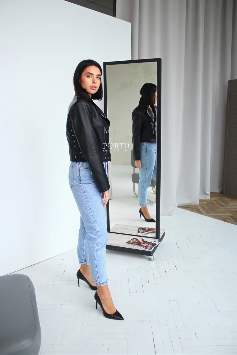 Biker jacket with lacing