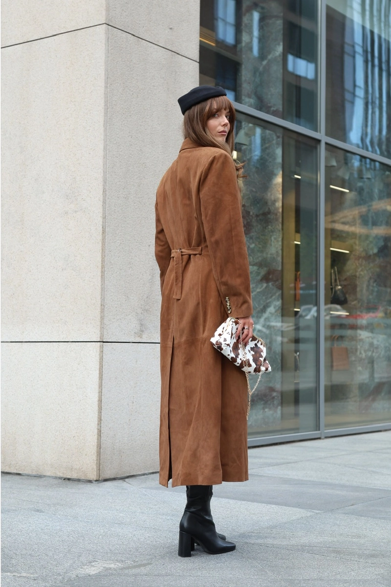 Fitted suede cardigan