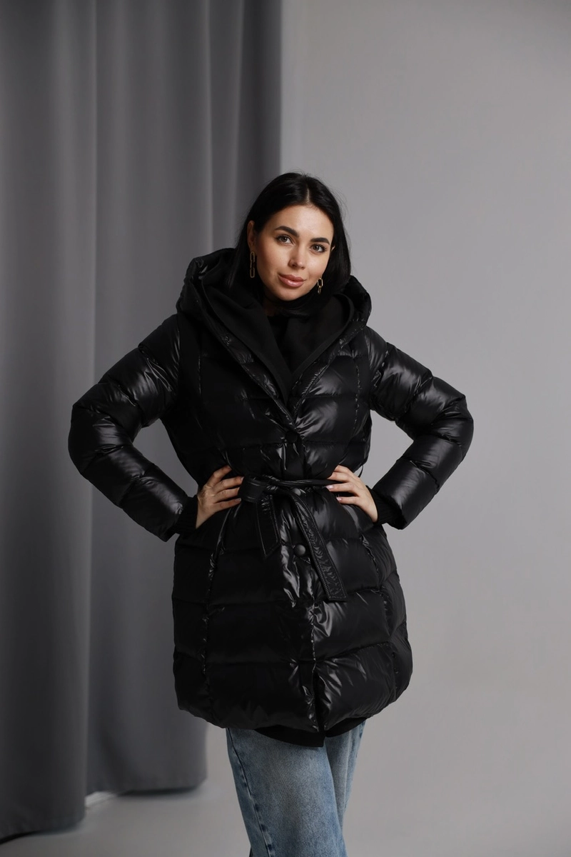 Down jacket with cashmere trim