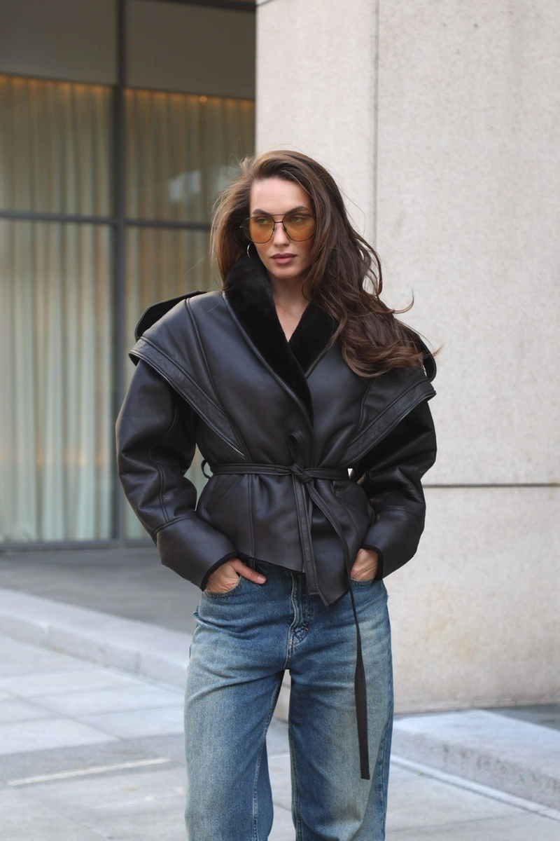 Merino Shearling Coat with Belt