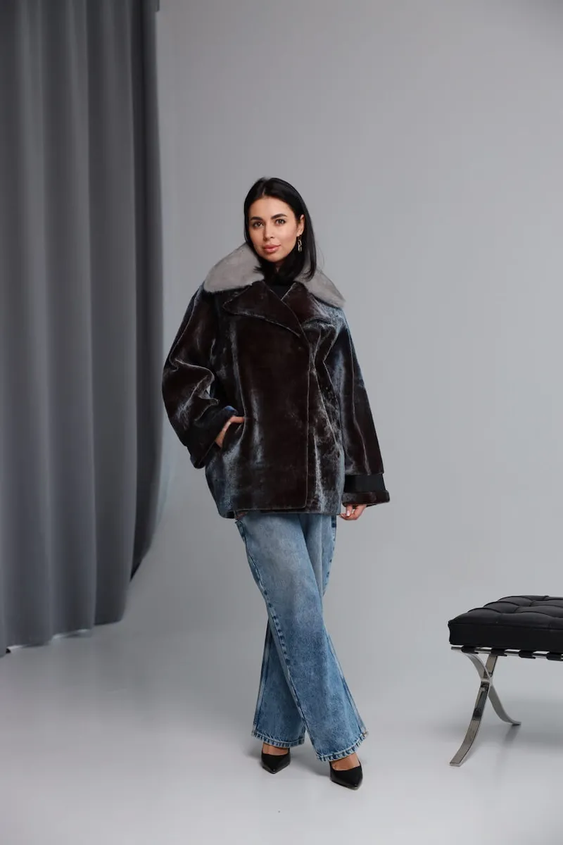Sheepskin coat in Northern Lights color
