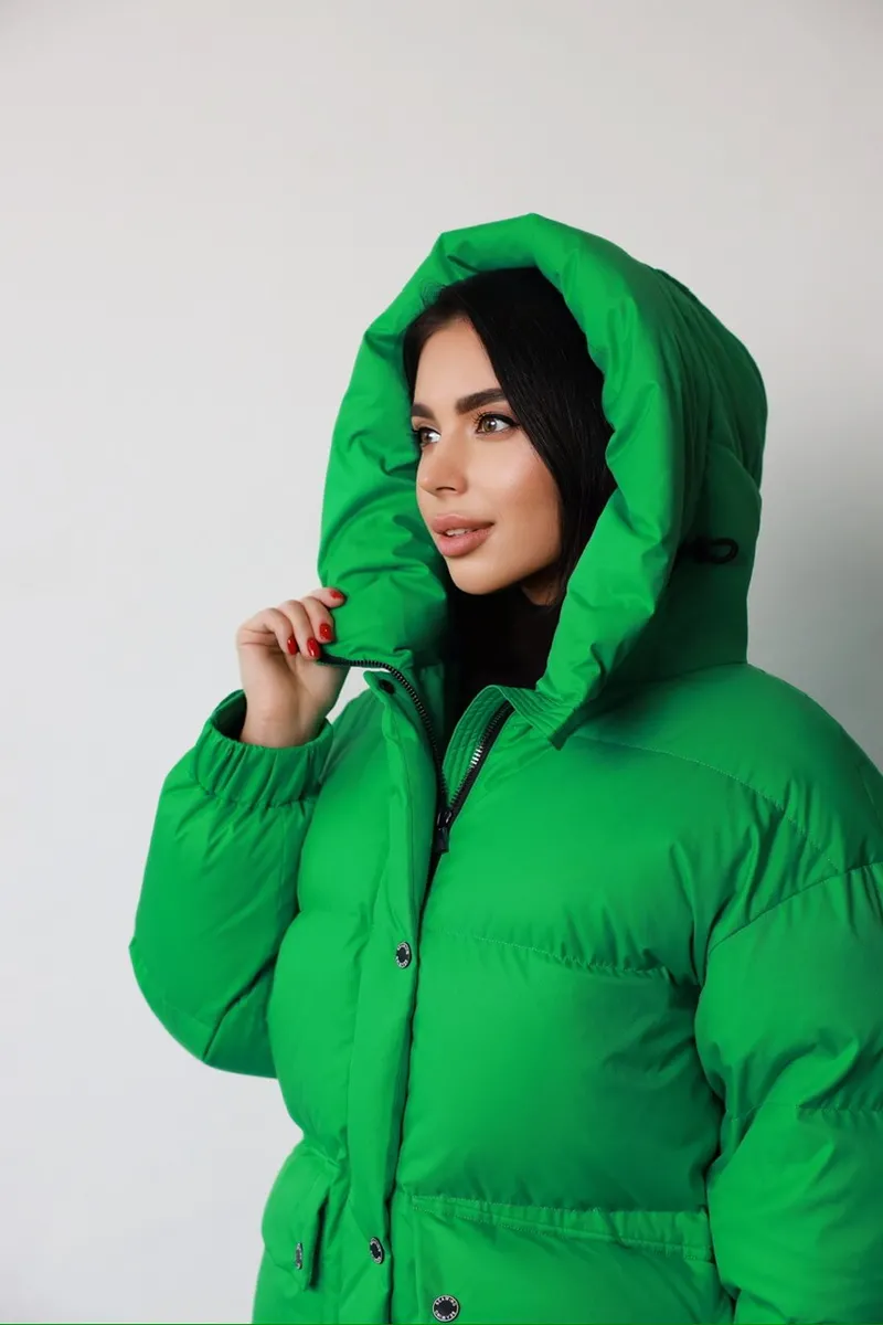 Down jacket in lush green color