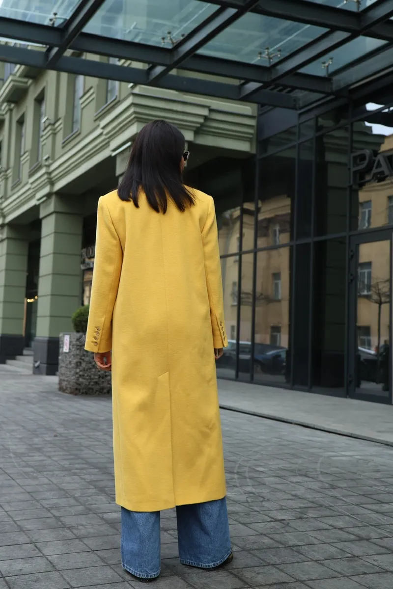 Straight cut coat in maxi length