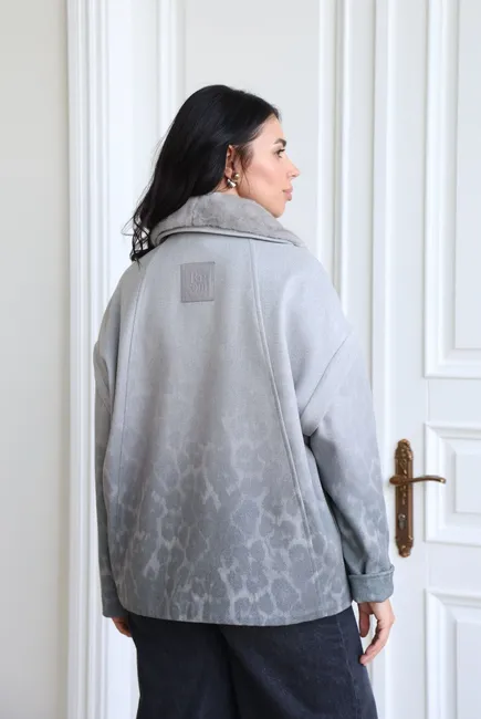Grey convertible coat crafted from Italian fabric