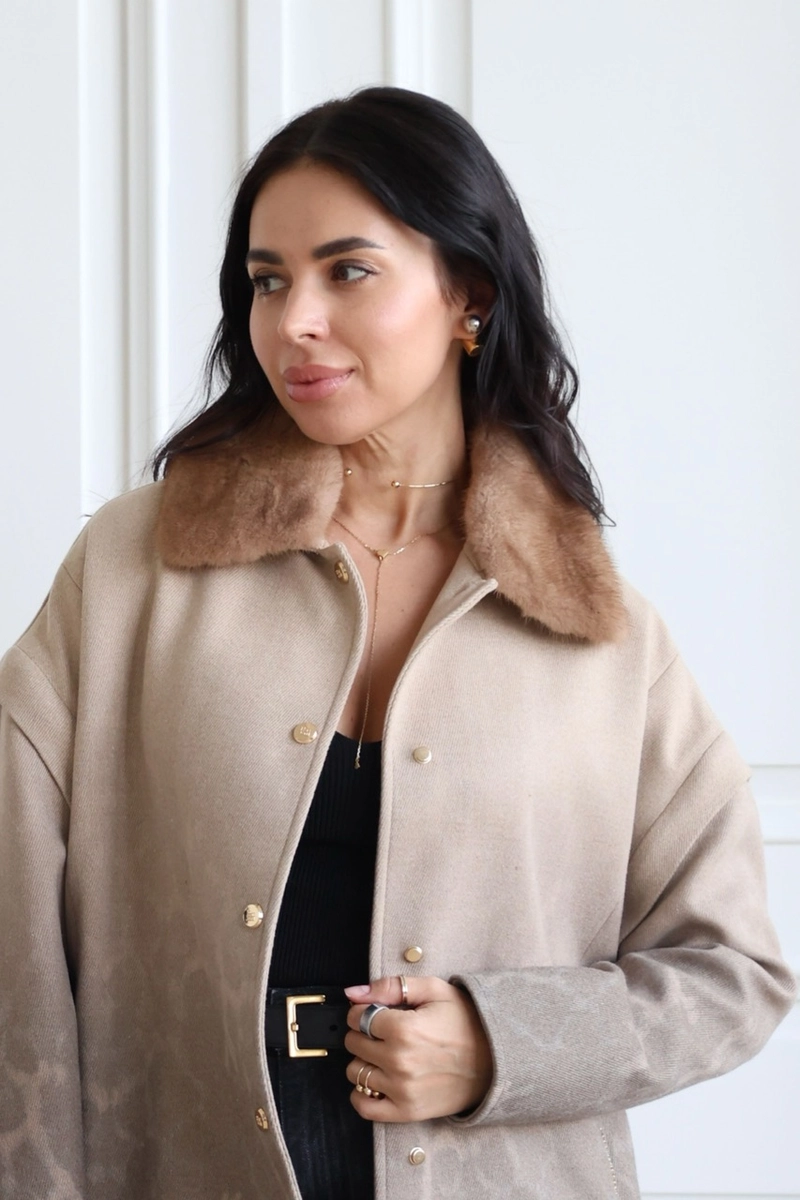 Cropped convertible coat crafted from Italian Marani fabric