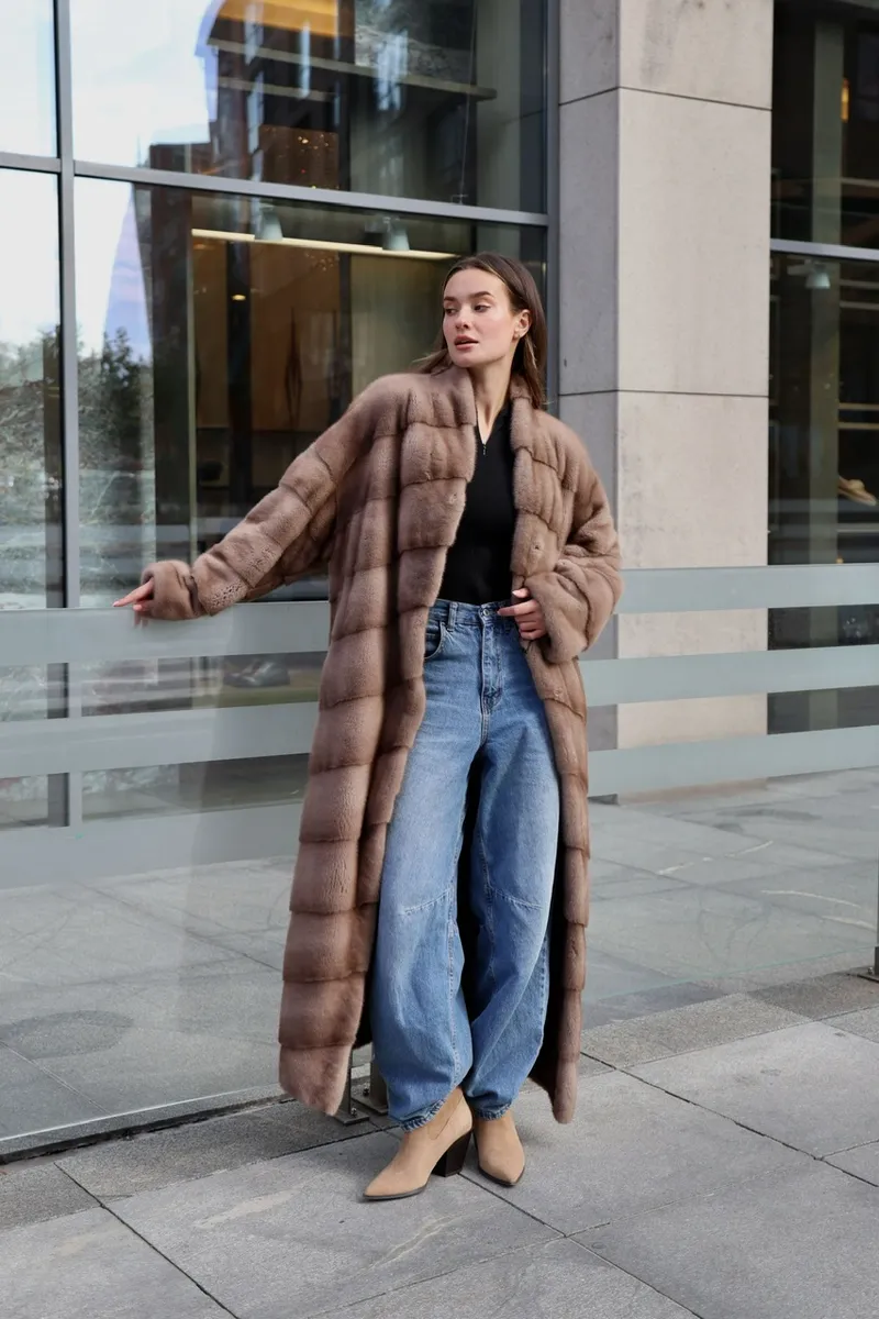 Oversized mink fur coat in pastel color buy Dnipro, Ukraine - PORTO