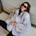 Fox fur coat without a collar